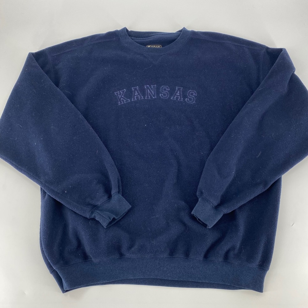 Gear For Sports Kansas Fleece‎ Sweatshirt Mens XL Navy Blue Pullover Crewneck